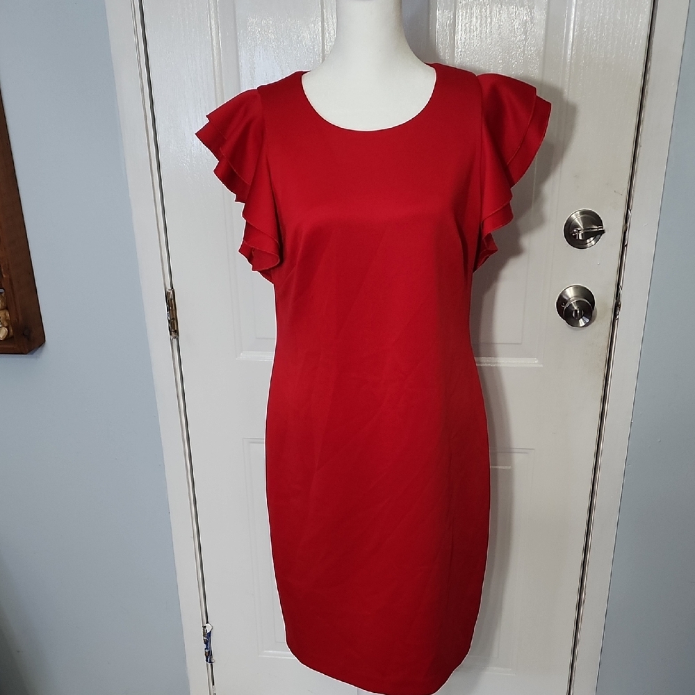 Tommy Hilfiger Scarlet Flutter Sleeve Mini Dress